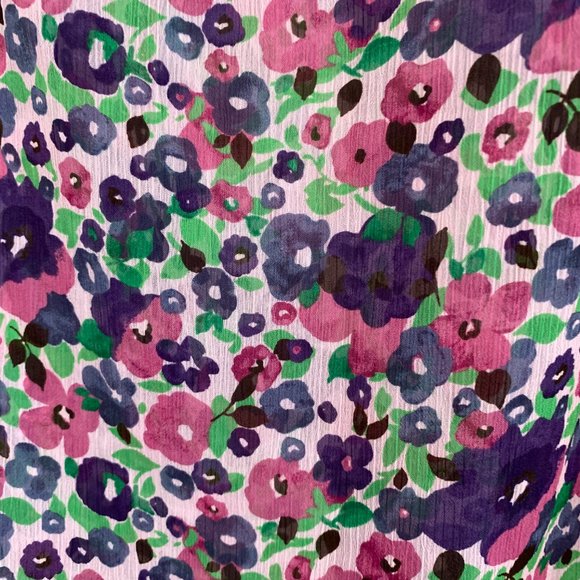 NWT Old Navy 1/4 Button Up Semi Sheer Floral Top Cap Sleeves MultiColor Size S - Picture 8 of 13